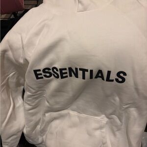 Essentials White Hoodie with Black Logo authentic new with tags